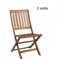 Set 2 Sedie Pieghevole in Legno Acacia Poltrona Salvaspazio da Giardino