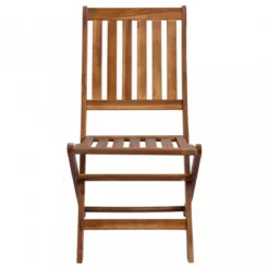 Set 2 Sedie Pieghevole in Legno Acacia Poltrona Salvaspazio da Giardino