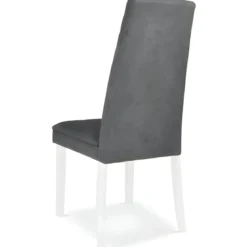 Set 2 Sedie Seduta in Tessuto Grigio Gambe Legno Bianco 46x59,5x101 cm