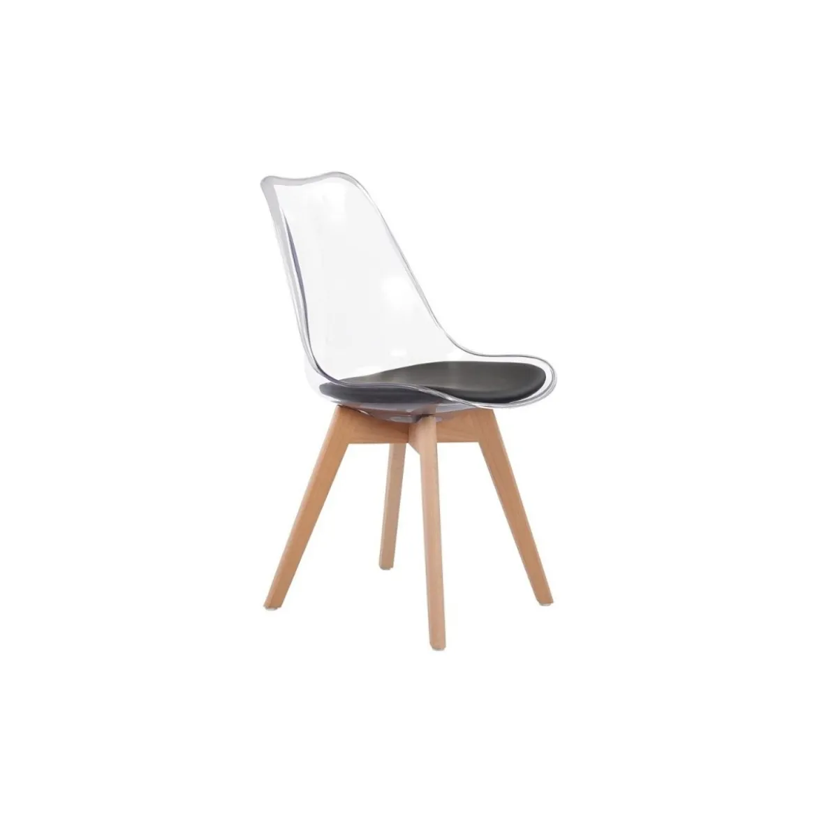 Set 4 Sedie Trasparente Imbottita con gambe in Legno