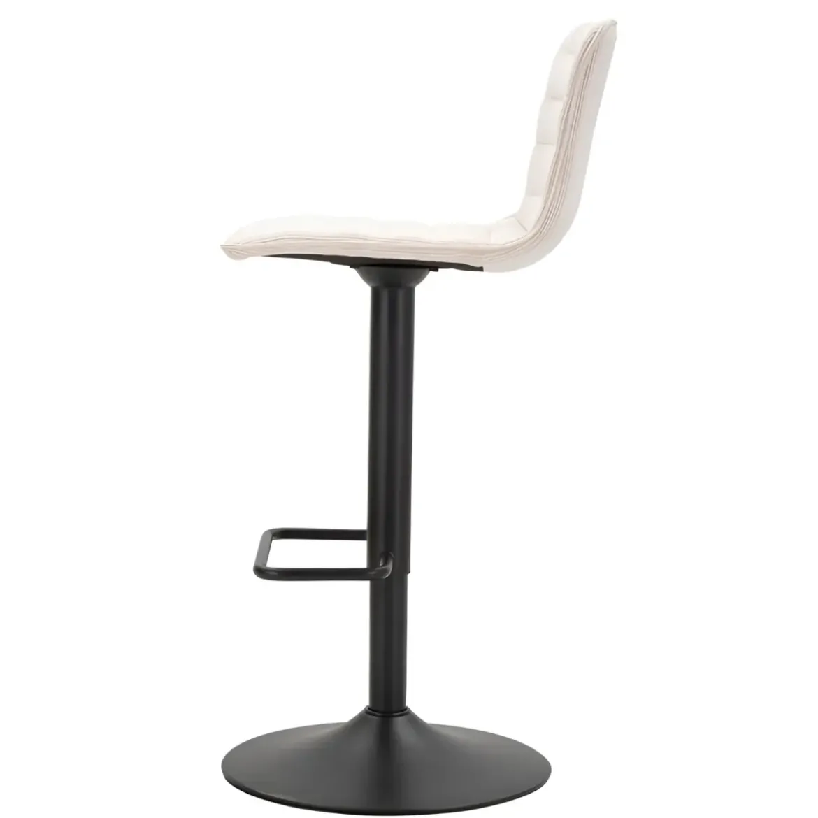 Set 2 Sgabelli Bar Regolabili Metallo Nero Tessuto Beige Poggiapiedi