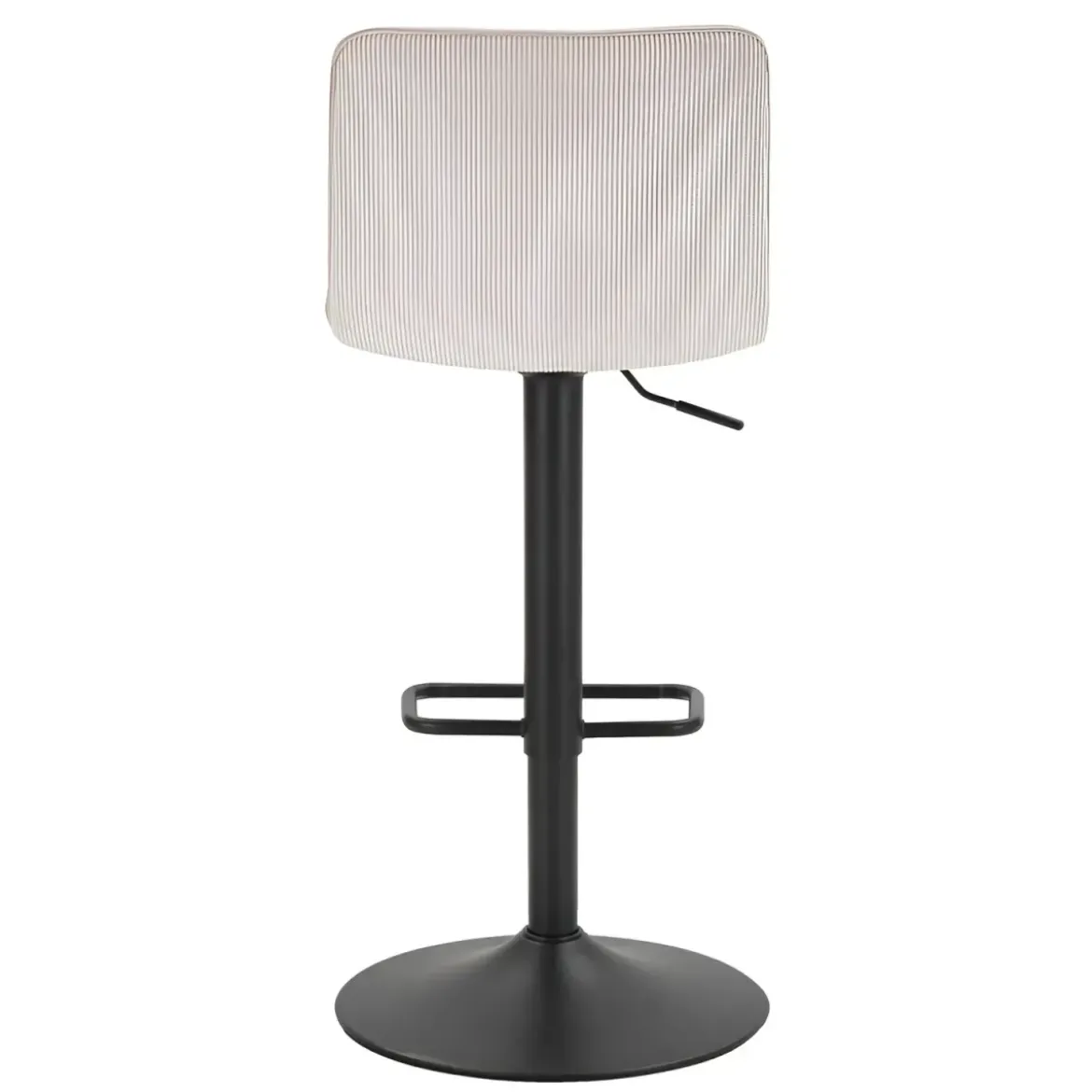 Set 2 Sgabelli Bar Regolabili Metallo Nero Tessuto Beige Poggiapiedi