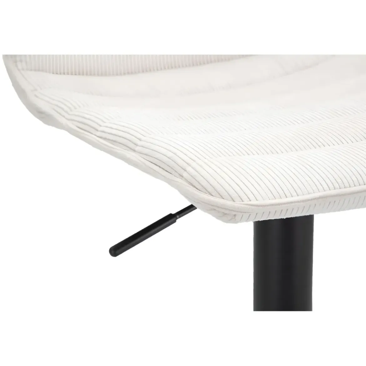 Set 2 Sgabelli Bar Regolabili Metallo Nero Tessuto Beige Poggiapiedi