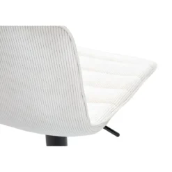 Set 2 Sgabelli Bar Regolabili Metallo Nero Tessuto Beige Poggiapiedi