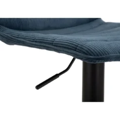 Set 2 Sgabelli Bar Regolabili Metallo Nero Tessuto Blu Poggiapiedi