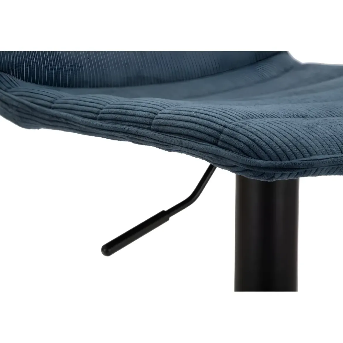 Set 2 Sgabelli Bar Regolabili Metallo Nero Tessuto Blu Poggiapiedi