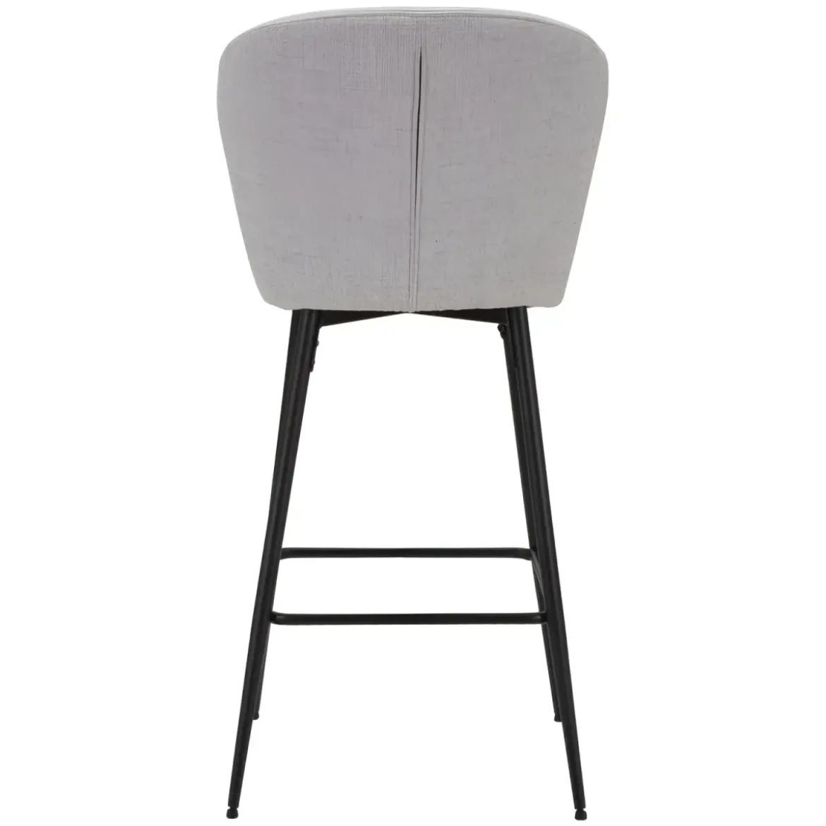 Set 2 Sgabelli da Bar Imbottiti Tessuto Grigio Struttura Metallo Nero
