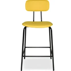 Set 2 Sgabelli da Bar per Cucina Penisola Ecopelle Giallo Effetto Cuoio