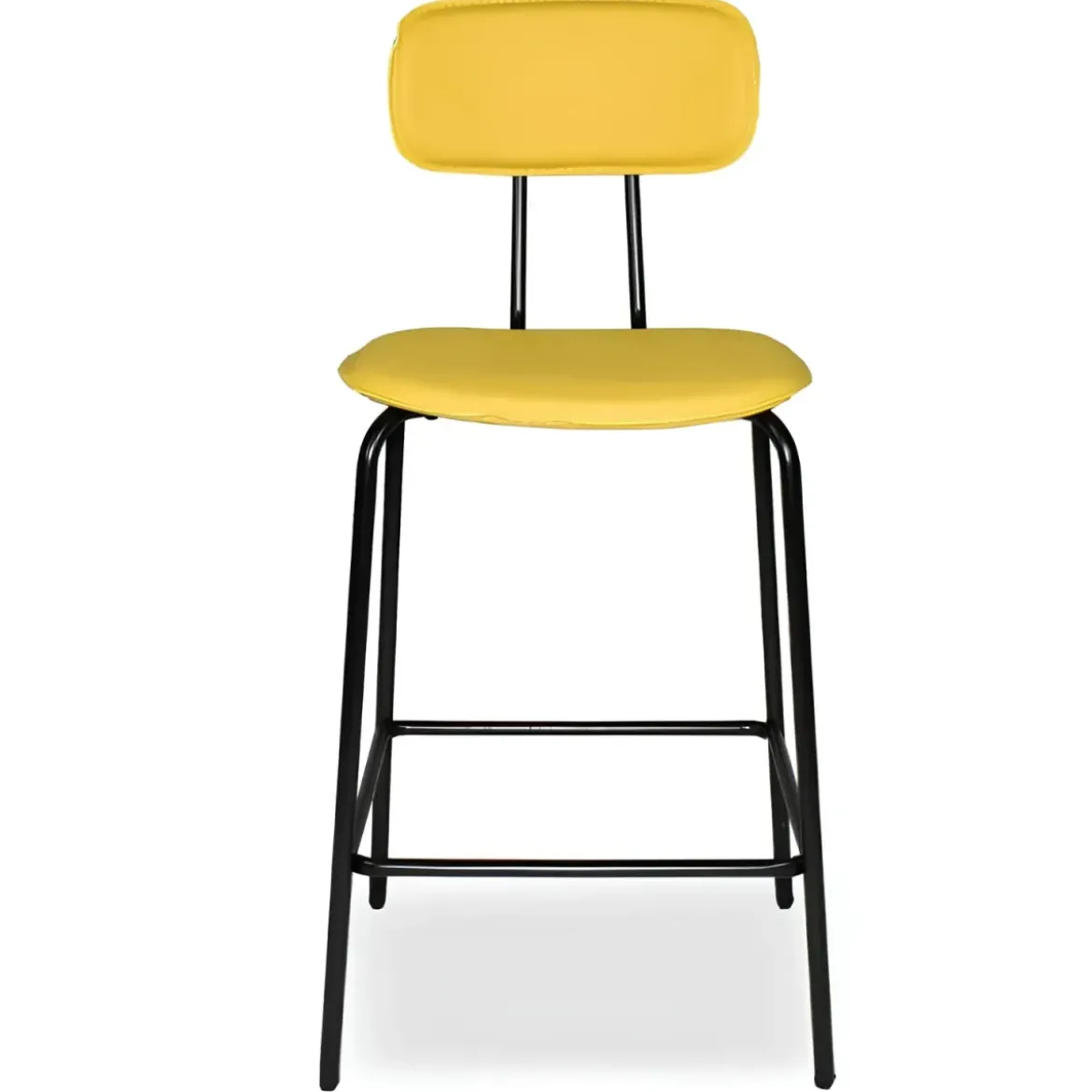 Set 2 Sgabelli da Bar per Cucina Penisola Ecopelle Giallo Effetto Cuoio