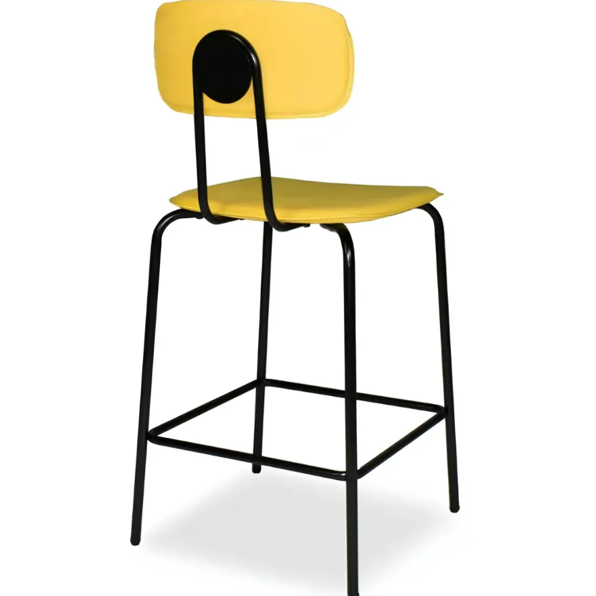 Set 2 Sgabelli da Bar per Cucina Penisola Ecopelle Giallo Effetto Cuoio
