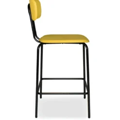 Set 2 Sgabelli da Bar per Cucina Penisola Ecopelle Giallo Effetto Cuoio
