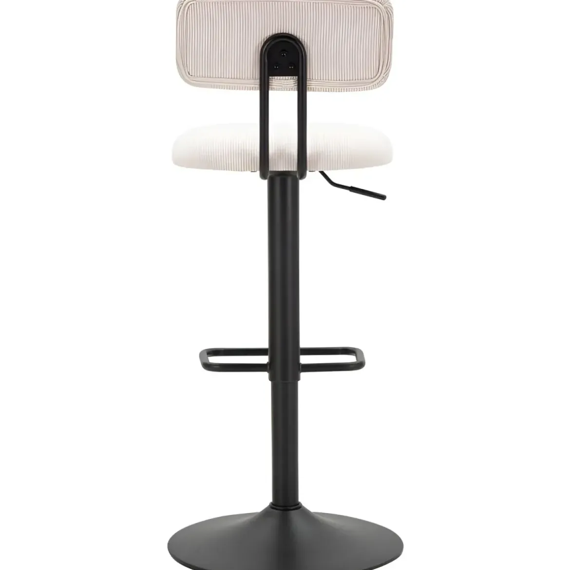 Set 2 Sgabelli da Bar Regolabili Metallo Nero Tessuto Imbottito Beige