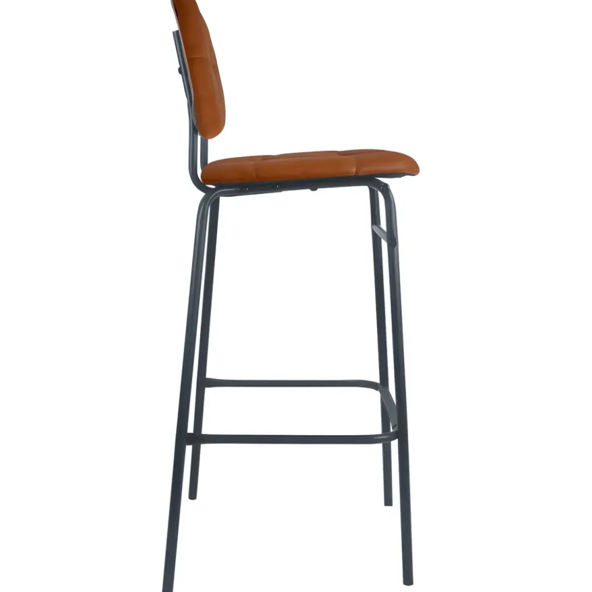 Set 2 Sgabelli da Cucina con Schienale Ecopelle Mattone Gambe Metallo