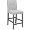 Set 2 Sgabelli in Legno Grigio con Seduta Imbottita in Tessuto Grigio