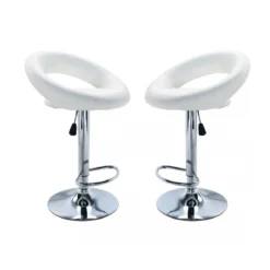 Set 2 Sgabelli Kendal Girevoli Bianco in Ecopelle Regolabili