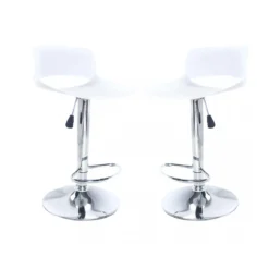 Set 2 Sgabelli Lenox Alti Girevoli Regolabili in ABS Bianco da Cucina