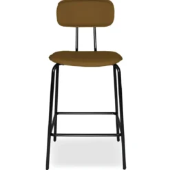 Set 2 Sgabelli per Cucina Penisola in Ecopelle Marrone Effetto Cuoio