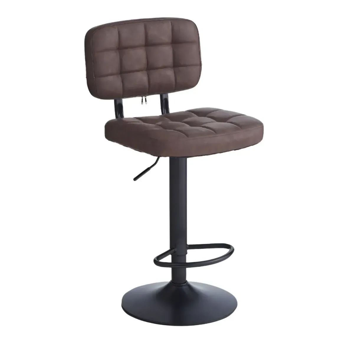 Set 4 Sgabelli Regolabili Ecopelle Marrone con Struttura Metallo Nero