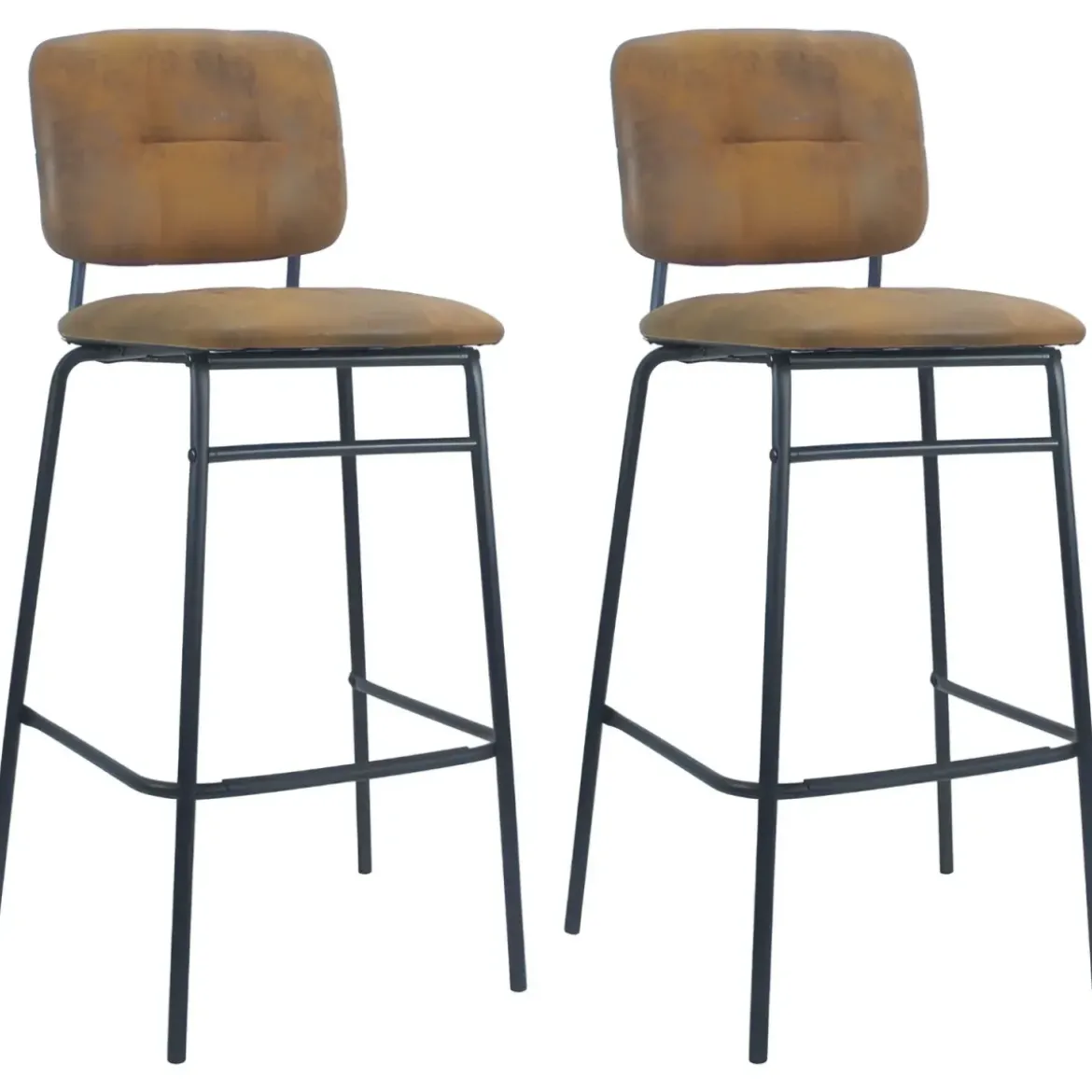 Set 2 Sgabelli Velluto Ruggine Sedie da Bar Schienale Gambe Metallo