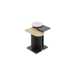 Set 3 Tavolini da Salotto Multiforma Antracite Rovere Bianco