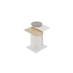Set 3 Tavolini da Salotto Multiforma Bianco Rovere Mocha