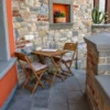 Set Tavolino e 2 Sedie in Legno Tavolo Pieghevole con Cuscini da Esterno