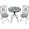 Set Tavolo Ø 60 cm con 2 Sedie Pieghevoli da Giardino Mosaico Blu