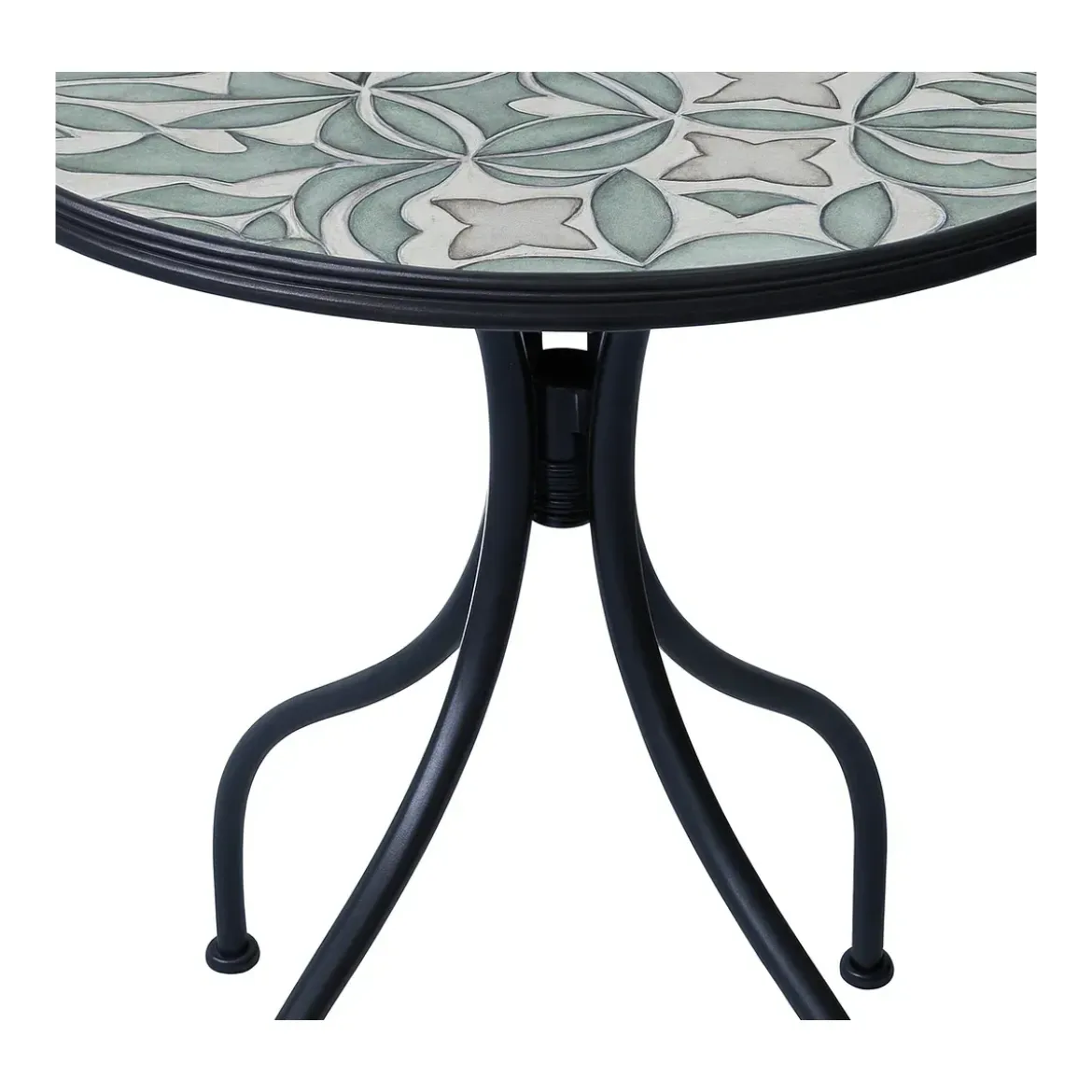 Set Tavolo Ø 60 cm con 2 Sedie Pieghevoli da Giardino Bianco Azzurro