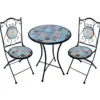 Set Tavolo Ø 60 cm con 2 Sedie Pieghevoli da Giardino Effetto Mosaico