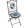 Set Tavolo Ø 60 cm con 2 Sedie Pieghevoli da Giardino Blu Celeste