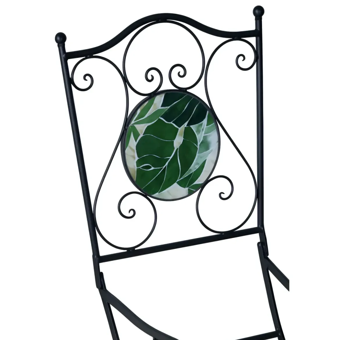 Set Tavolo da Giardino Ø 60 cm con 2 Sedie Pieghevoli in Ferro Verde