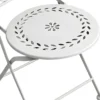 Set Tavolo da Giardino Ø 60 cm con 2 Sedie Pieghevoli Ceramica Bianco