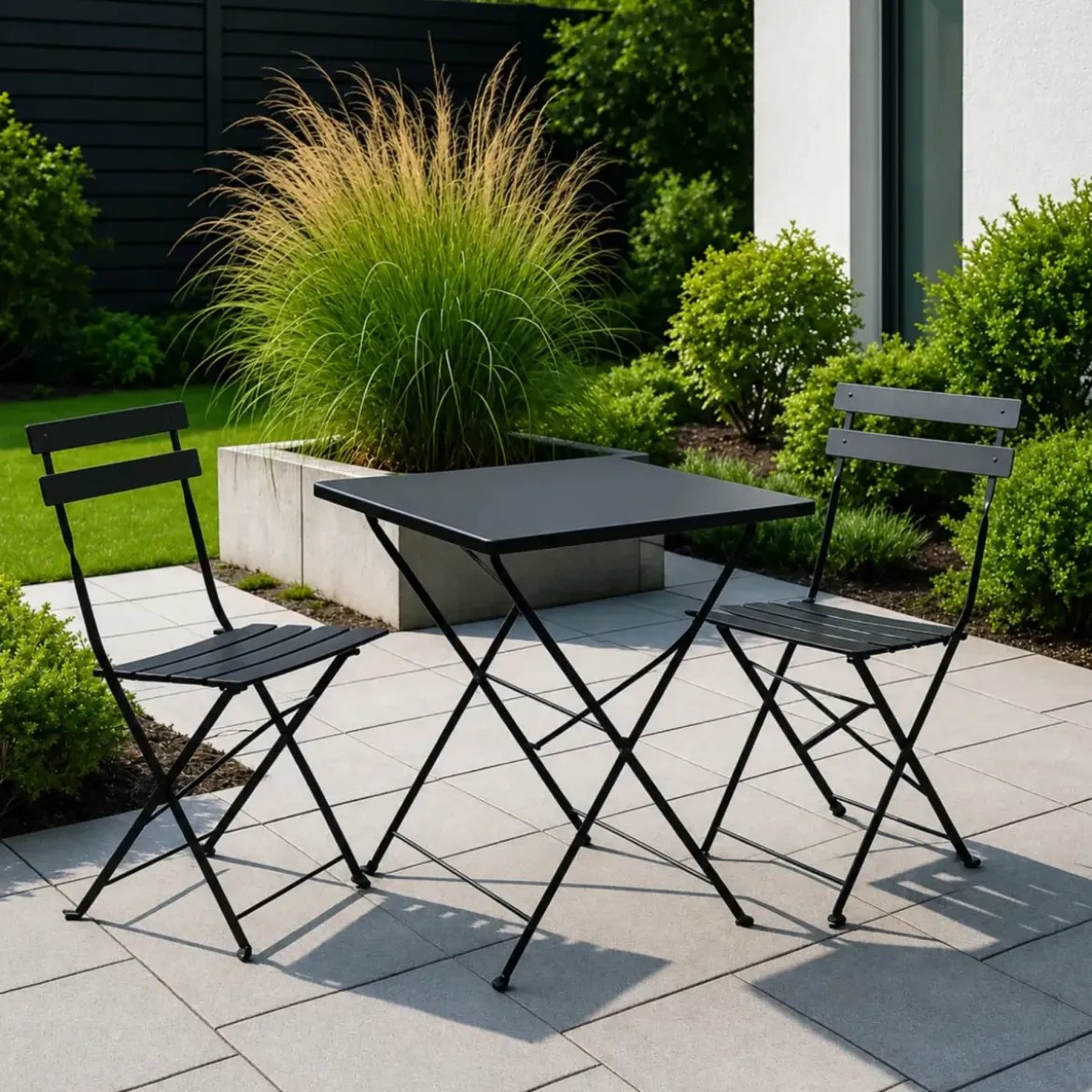 Set Tavolo da Giardino Quadrato 70x70 cm con 2 Sedie Antracite