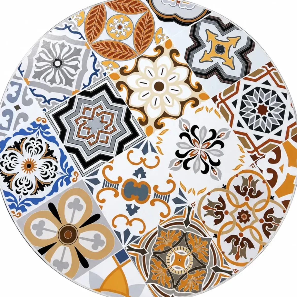 Set Tavolo e Sedie Pieghevole Rotondo Maiolica Sicilia