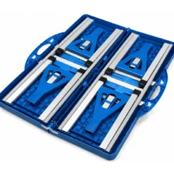 Set Tavolo Pieghevole con 4 Sgabelli in Alluminio Blu