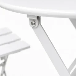 Set Tavolo Rotondo e 2 Sedie Pieghevoli per Terrazzo Giardino Balcone Esterno