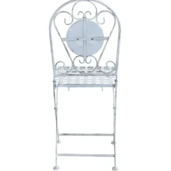 Set Tavolo 60x72 cm 2 Sedie Metallo Bianco Antico Mosaico da Esterno