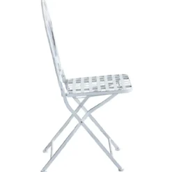 Set Tavolo 60x72 cm 2 Sedie Metallo Bianco Antico Mosaico da Esterno