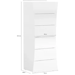 Settimino a 6 Cassetti Bianco Lucido Cassettiera Alta in Legno per Camera
