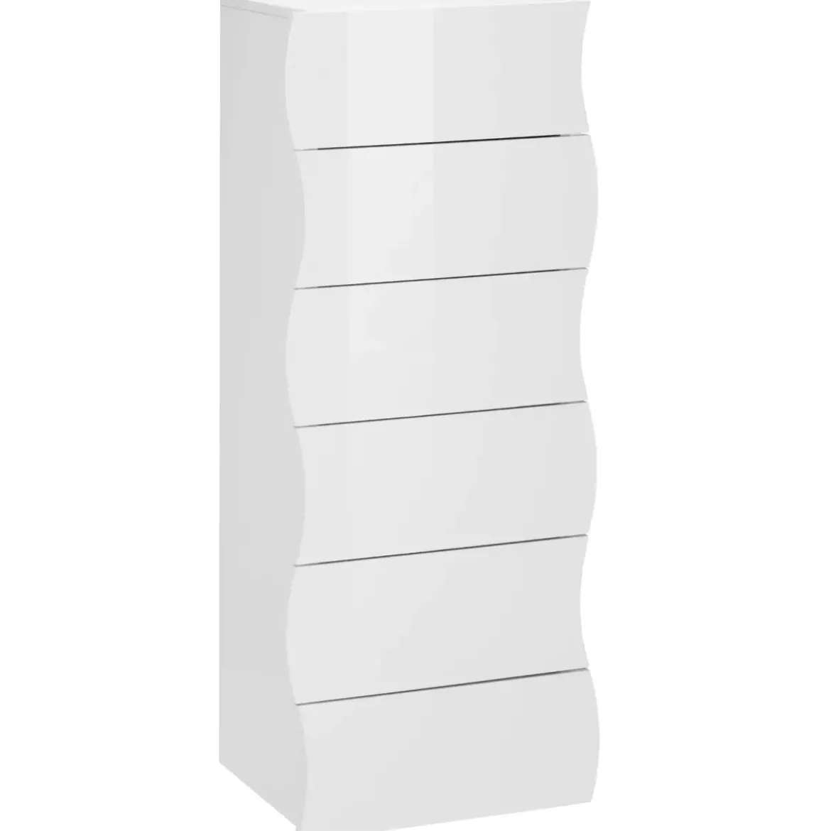 Settimino con 6 Cassetti Onda in Legno Bianco Lucido Camera Ingresso
