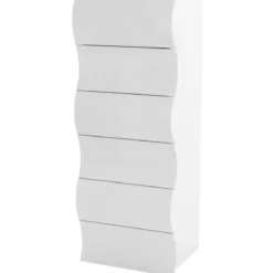 Settimino con 6 Cassetti Onda in Legno Bianco Lucido Camera Ingresso