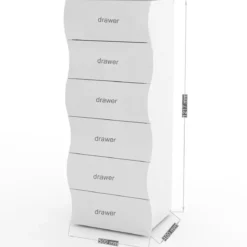 Settimino con 6 Cassetti Onda in Legno Bianco Lucido Camera Ingresso