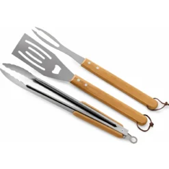 Set 3 Utensili Barbecue Campignaz Pinza Paletta Forchetta Inox Legno