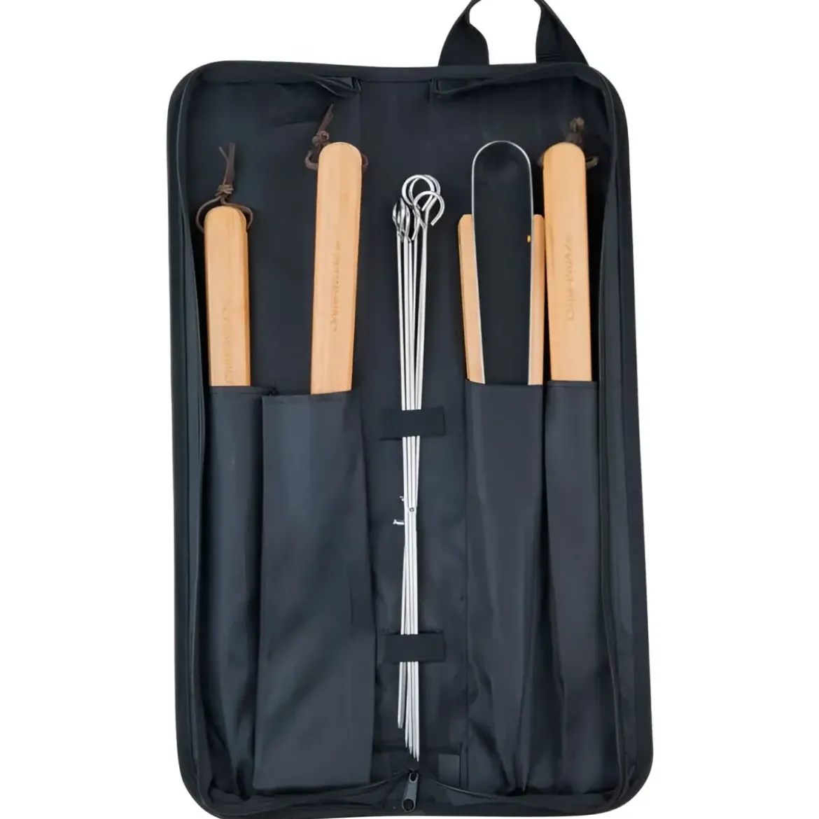Set Utensili Barbecue Campignaz 9 Pezzi Manico in Legno Borsa Tessuto
