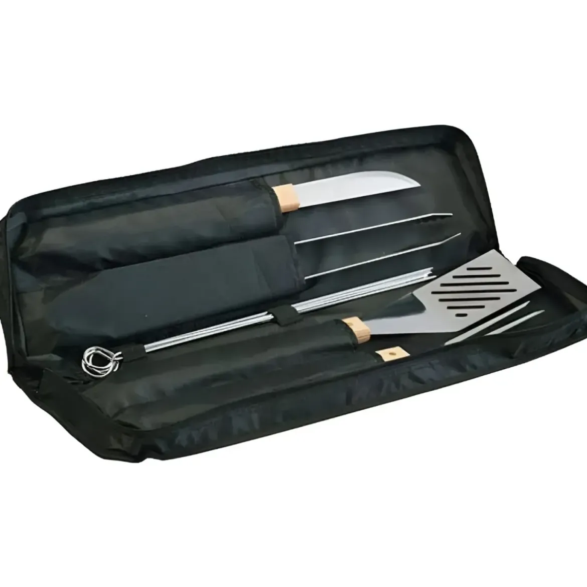 Set Utensili Barbecue Campignaz 9 Pezzi Manico in Legno Borsa Tessuto