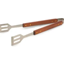 Set 3 Utensili Barbecue Pinza Paletta Forchetta Acciaio Inox Legno