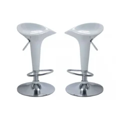 2 Sgabelli Alti Bianchi da Cucina Design Moderni Seduta in Plastica