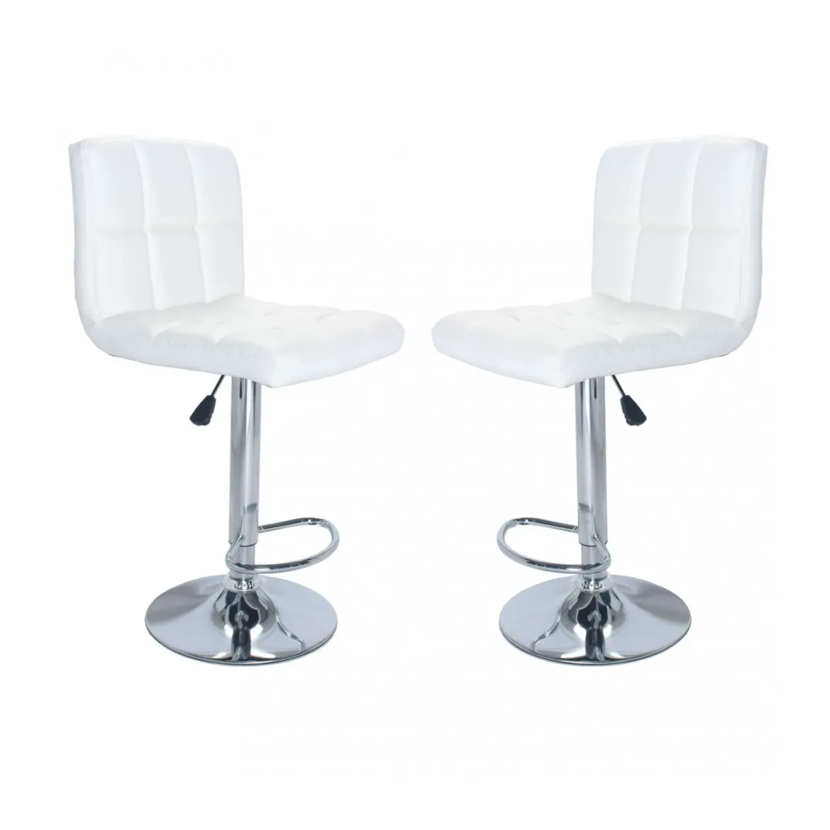 2 Sgabelli Alti Bianchi in Ecopelle con Schienale da Cucina Moderni