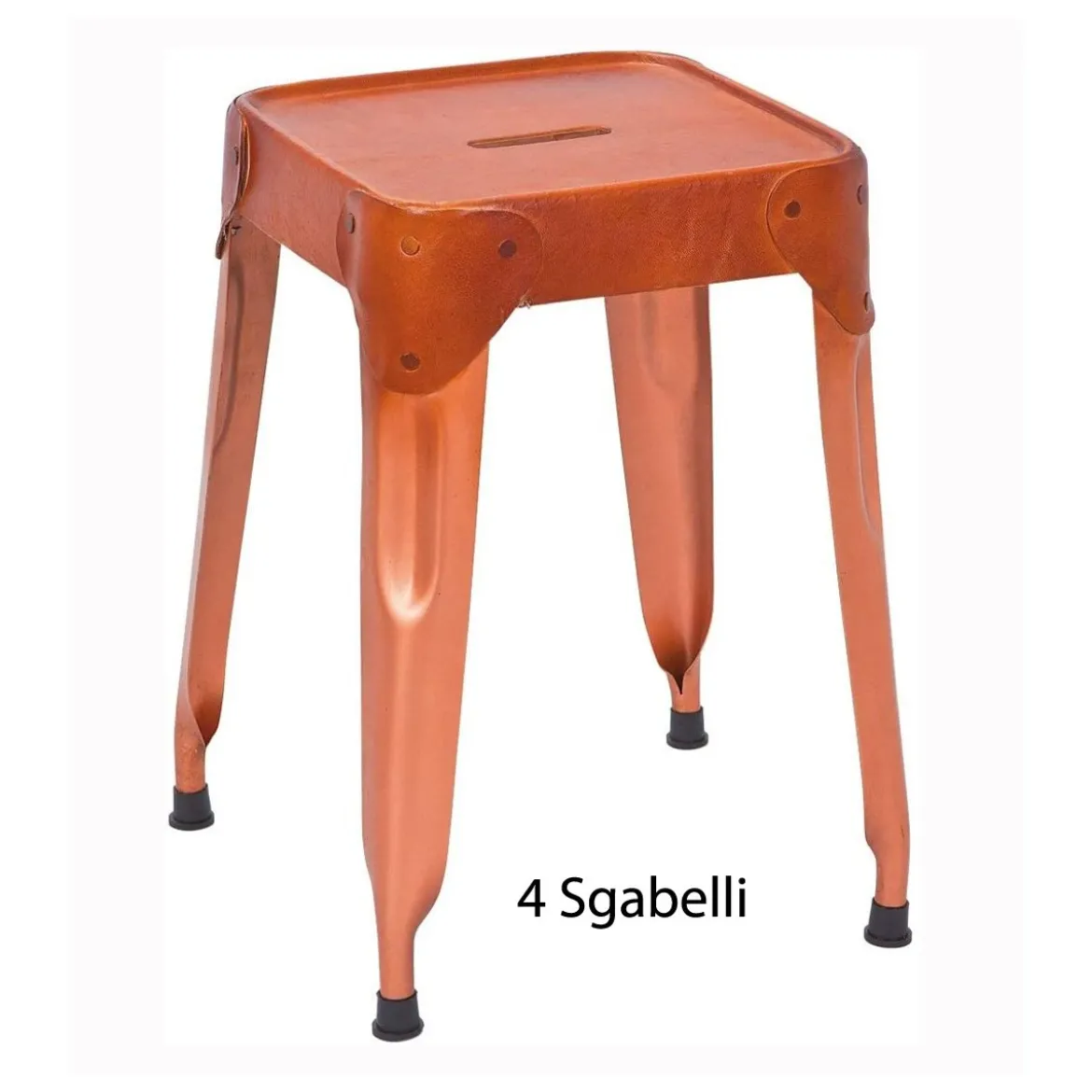 4 Sgabelli Bassi in Metallo Ecopelle Industrial Moderni Design da Cucina Bar