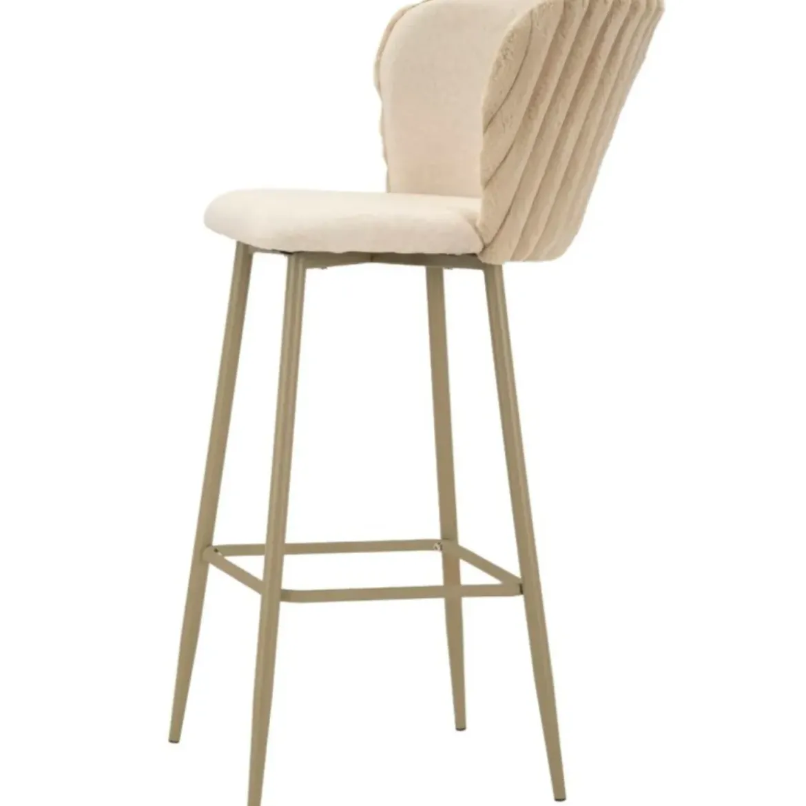 Sgabelli da Bar Set 2 Pezzi Crema Seduta Imbottita Schienale Lavorato